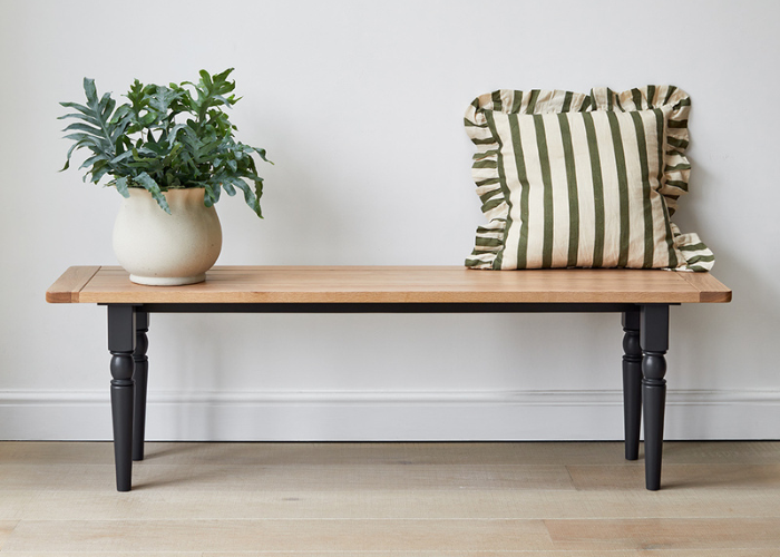 Navy hallway bench
