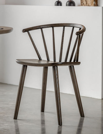 Set of 2 Albie Curved Back Wooden Dining Chair - Smoked