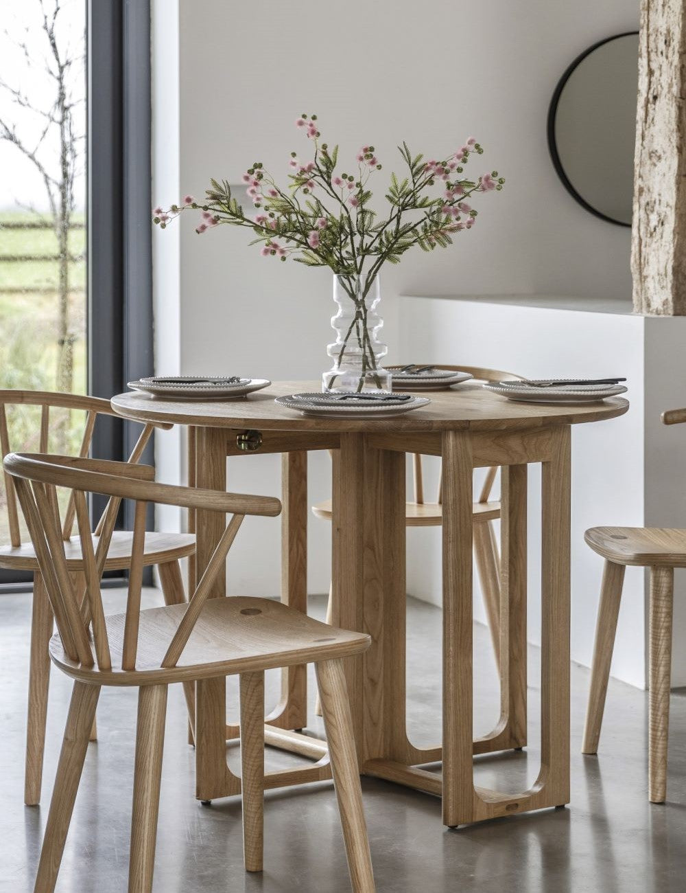 Albie Round Folding Dining Table - Natural