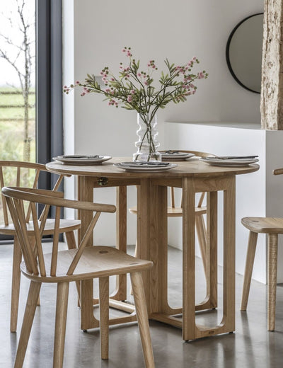 Albie Round Folding Dining Table - Natural