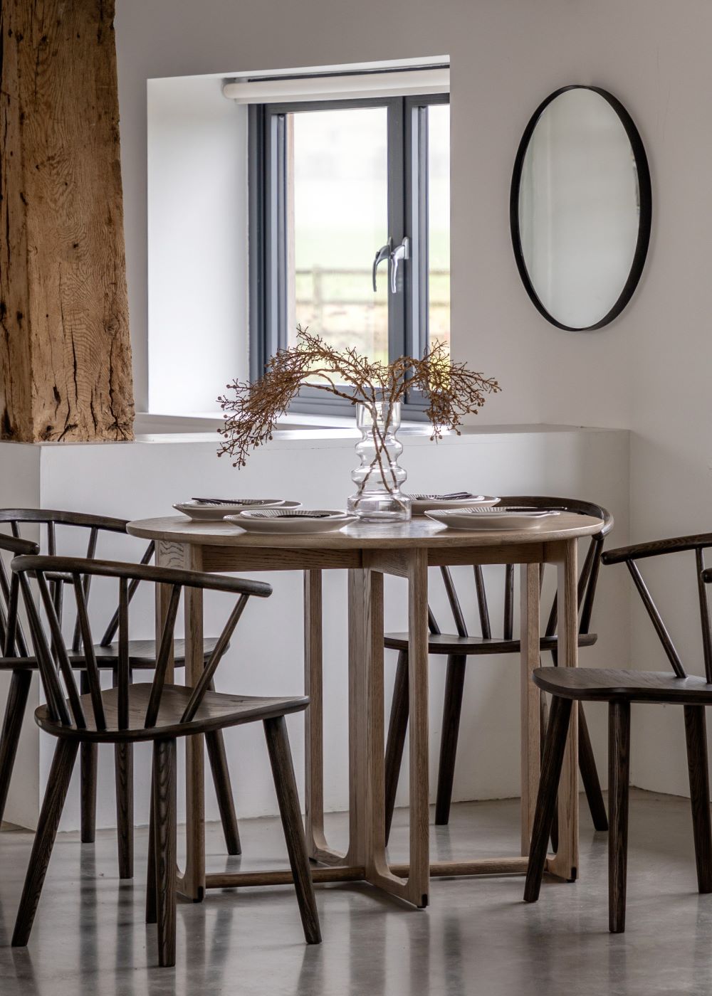 Albie Round Folding Dining Table - Smoked