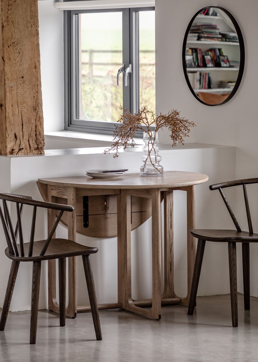 Albie Round Folding Dining Table - Smoked