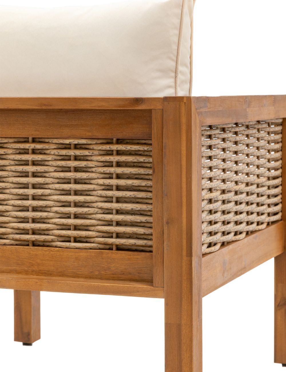 Four Piece Wood and Rattan Outdoor Lounge Set