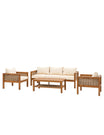 Four Piece Wood and Rattan Outdoor Lounge Set