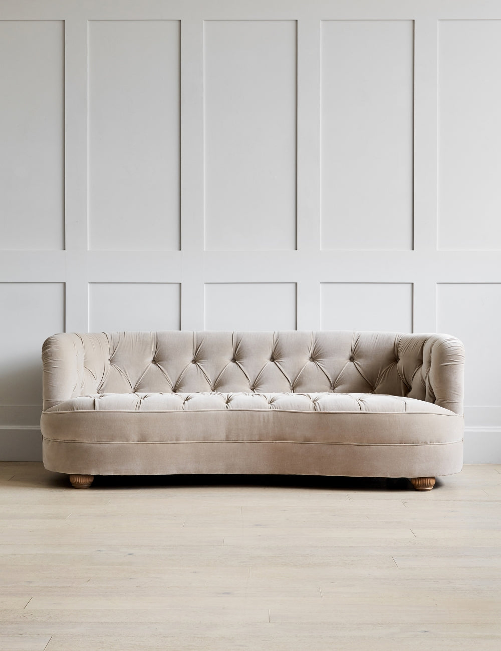 Lily Sofa 4 Seater in Velvet Dusty Pink with Driftwood Legs