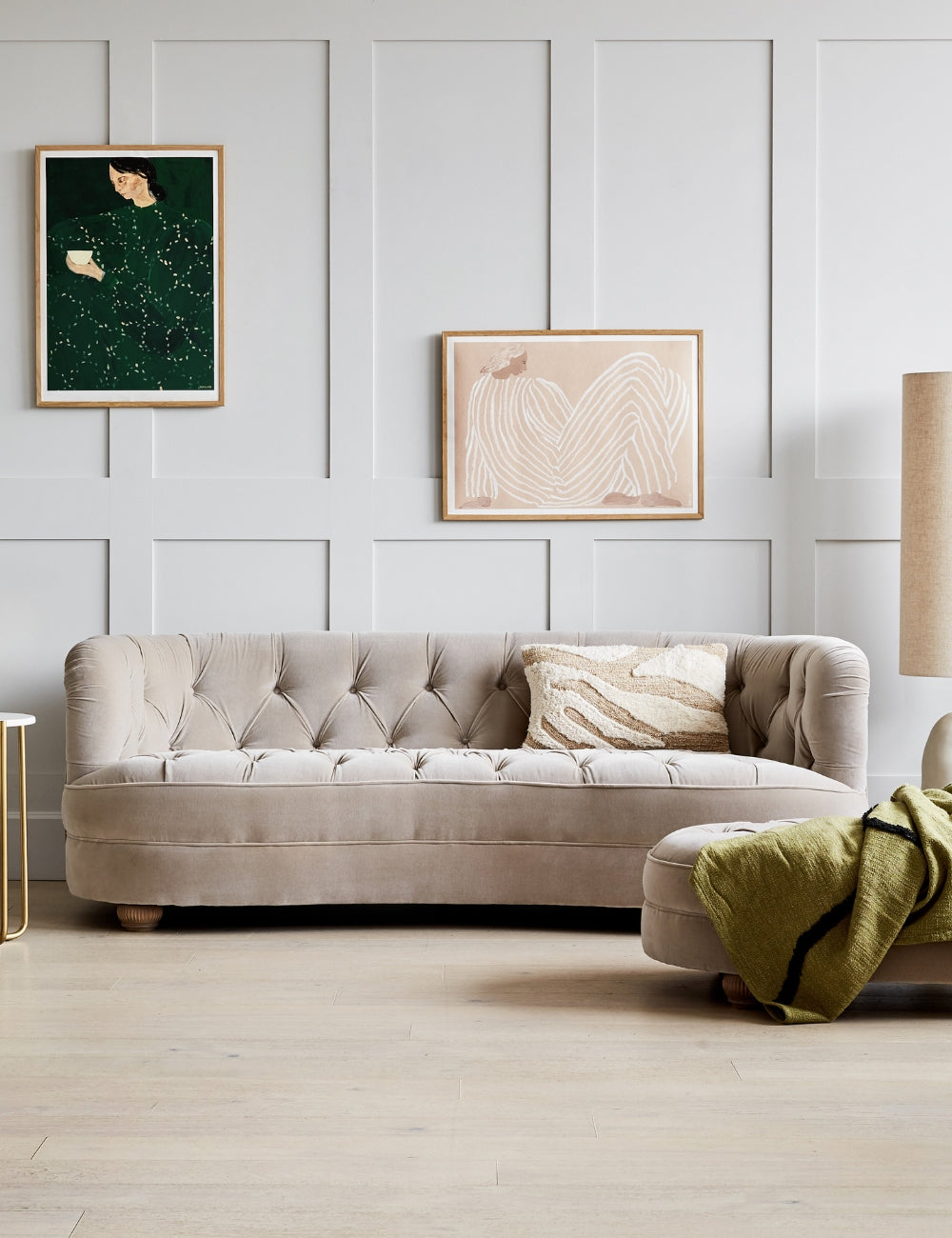 Lily Sofa 4 Seater in Velvet Dusty Pink with Driftwood Legs