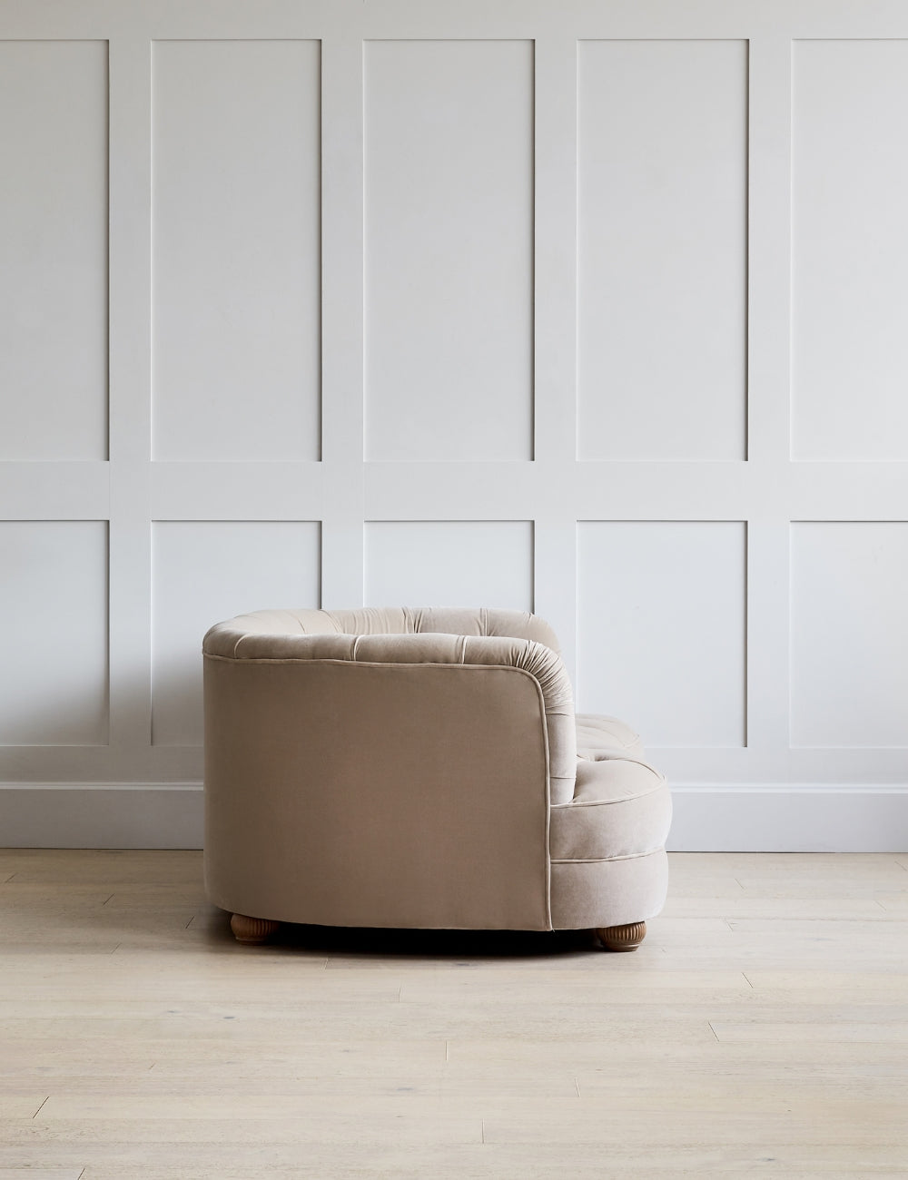 Lily Sofa 4 Seater in Velvet Dusty Pink with Driftwood Legs
