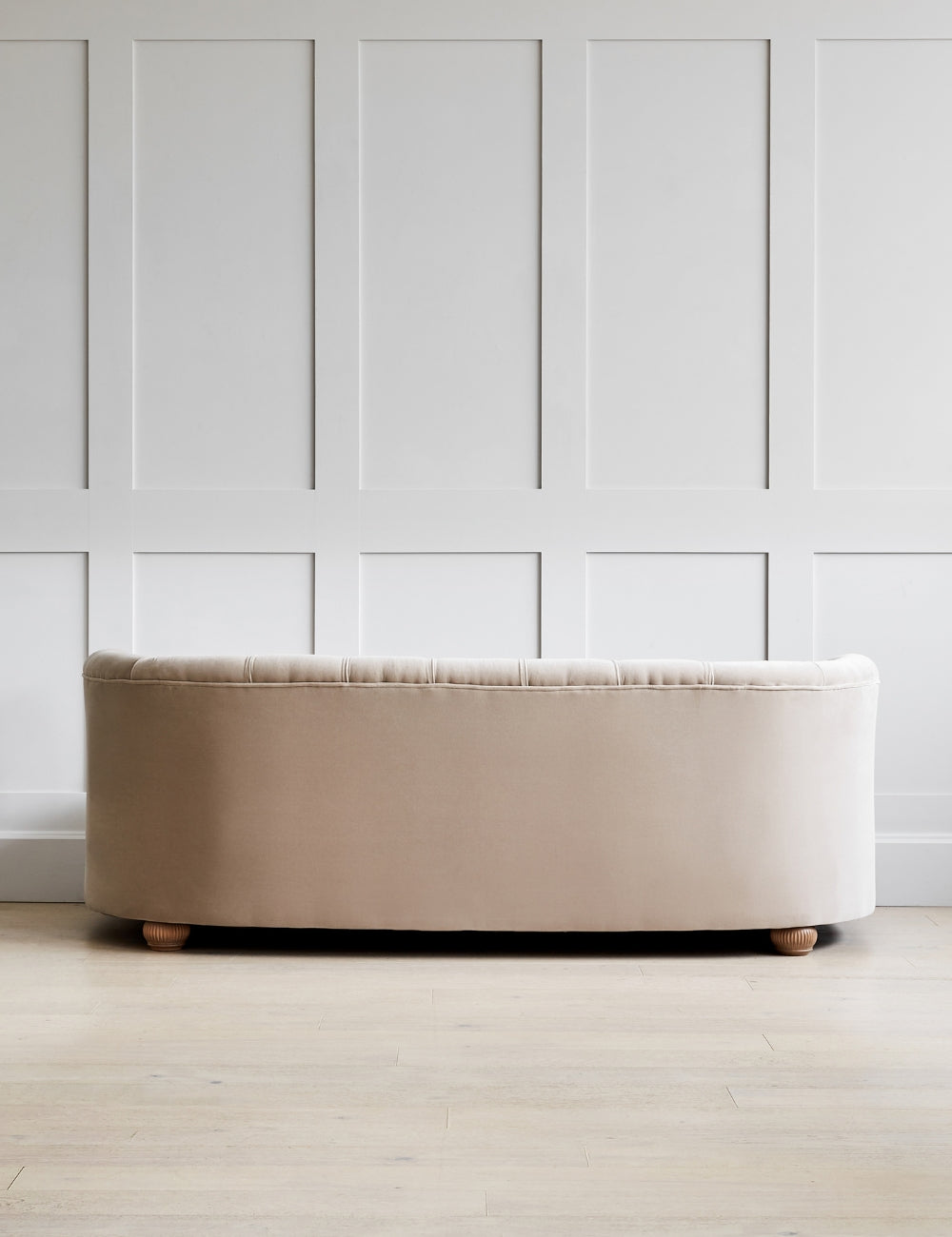Lily Sofa 4 Seater in Velvet Dusty Pink with Driftwood Legs