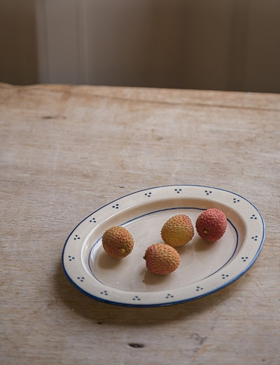 Breakfast Table Small Oval Platter in Blue