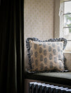 Blockprint Flower Cushion in Denim