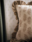 Blockprint Flower Cushion in Taupe