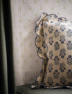 Scallop Blockprint Cushion in Denim