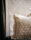 Block Print Frill Cushion in Taupe