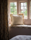 Stripe Frill Cushion in Taupe