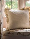 Stripe Frill Cushion in Taupe