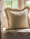 Stripe Frill Cushion in Forest