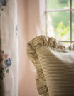 Stripe Frill Cushion in Forest