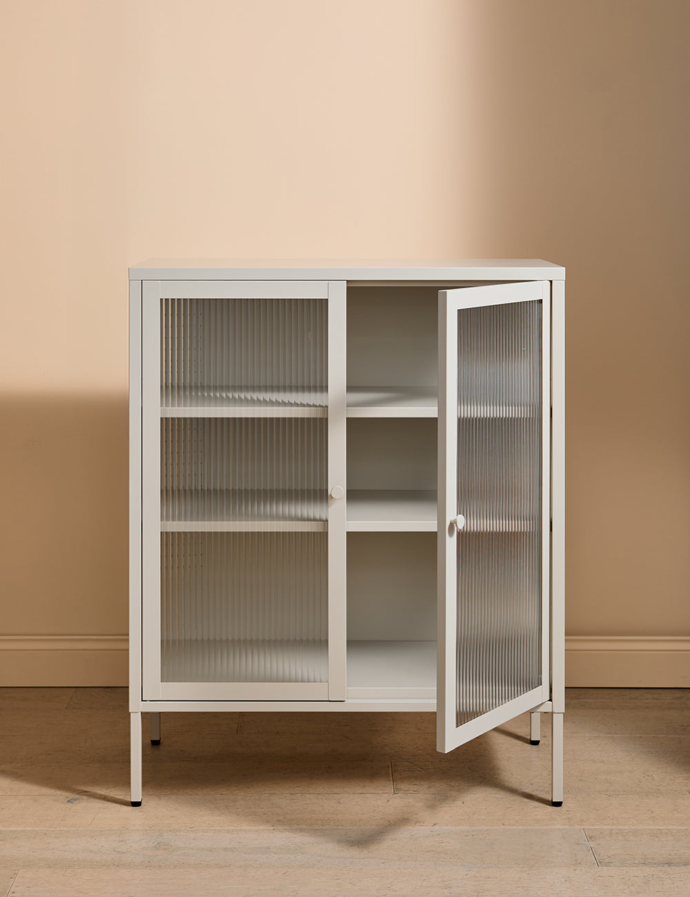 Medium Miles Glass Cabinet in Panna Cotta
