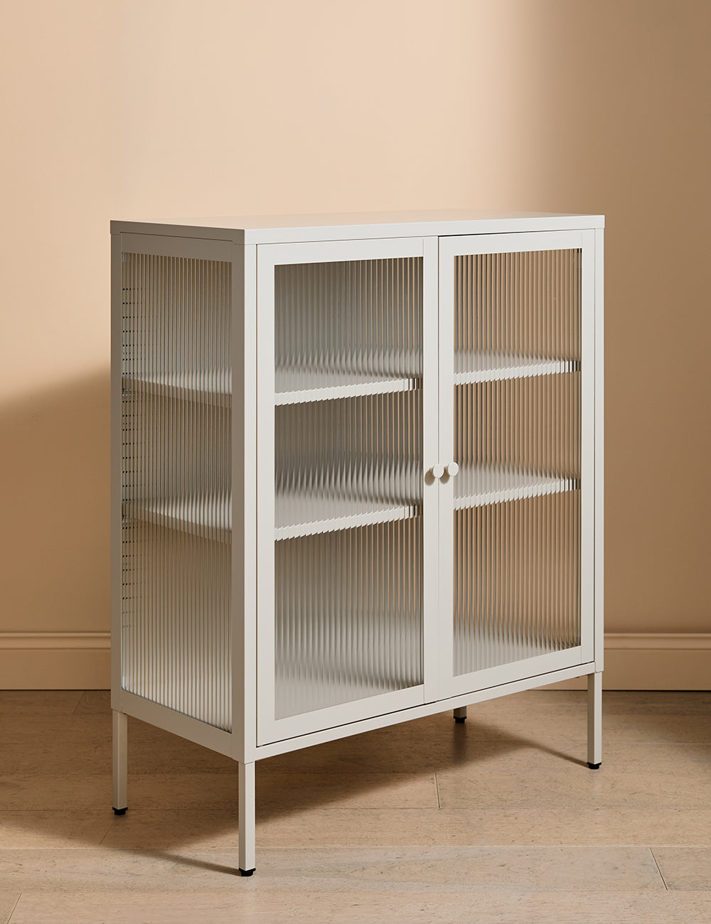 Medium Miles Glass Cabinet in Panna Cotta