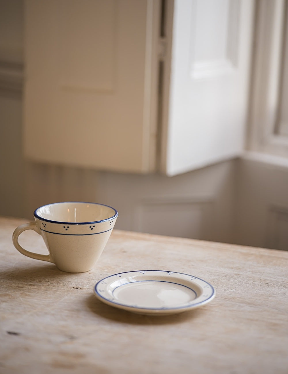 Breakfast Table Tea Cup & Plate in Blue
