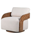Harper Burl Swivel Chair in Cream Bouclé
