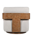 Harper Burl Swivel Chair in Cream Bouclé