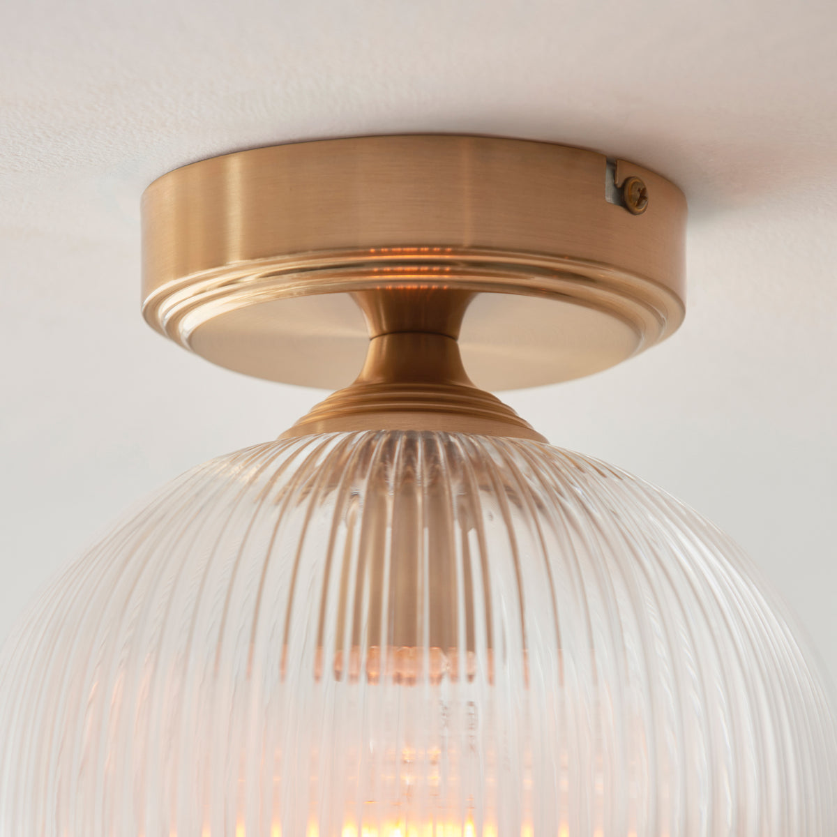 Fitzroy Ribbed ceiling Light Brushed Aged Brass