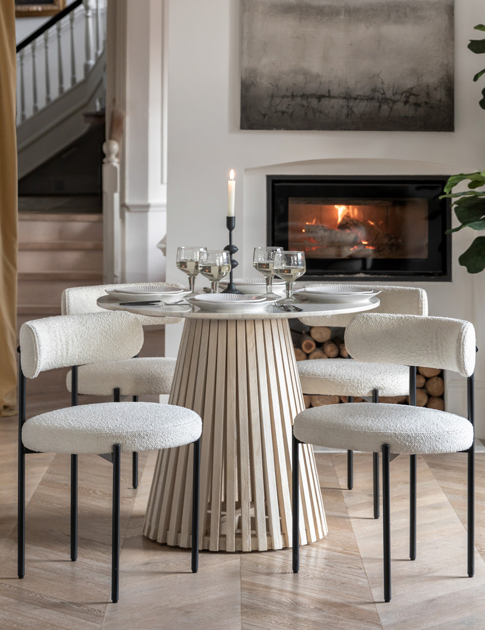 Retro Upholstered Dining Chairs - Pack of 2