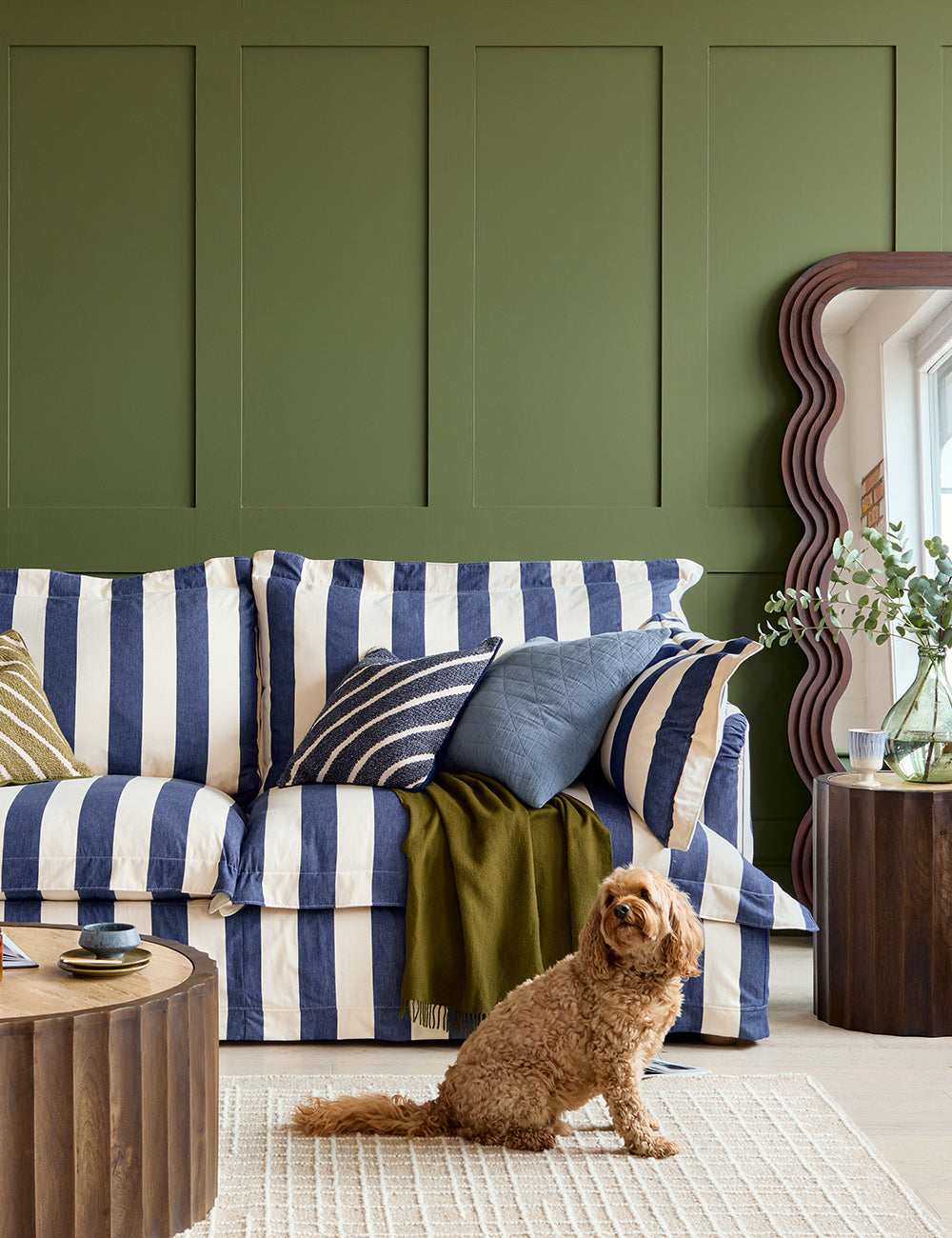 Bella 3 Seater Sofa in Stripe Indigo