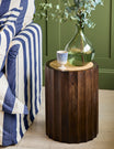 Fluted Travertine Side Table