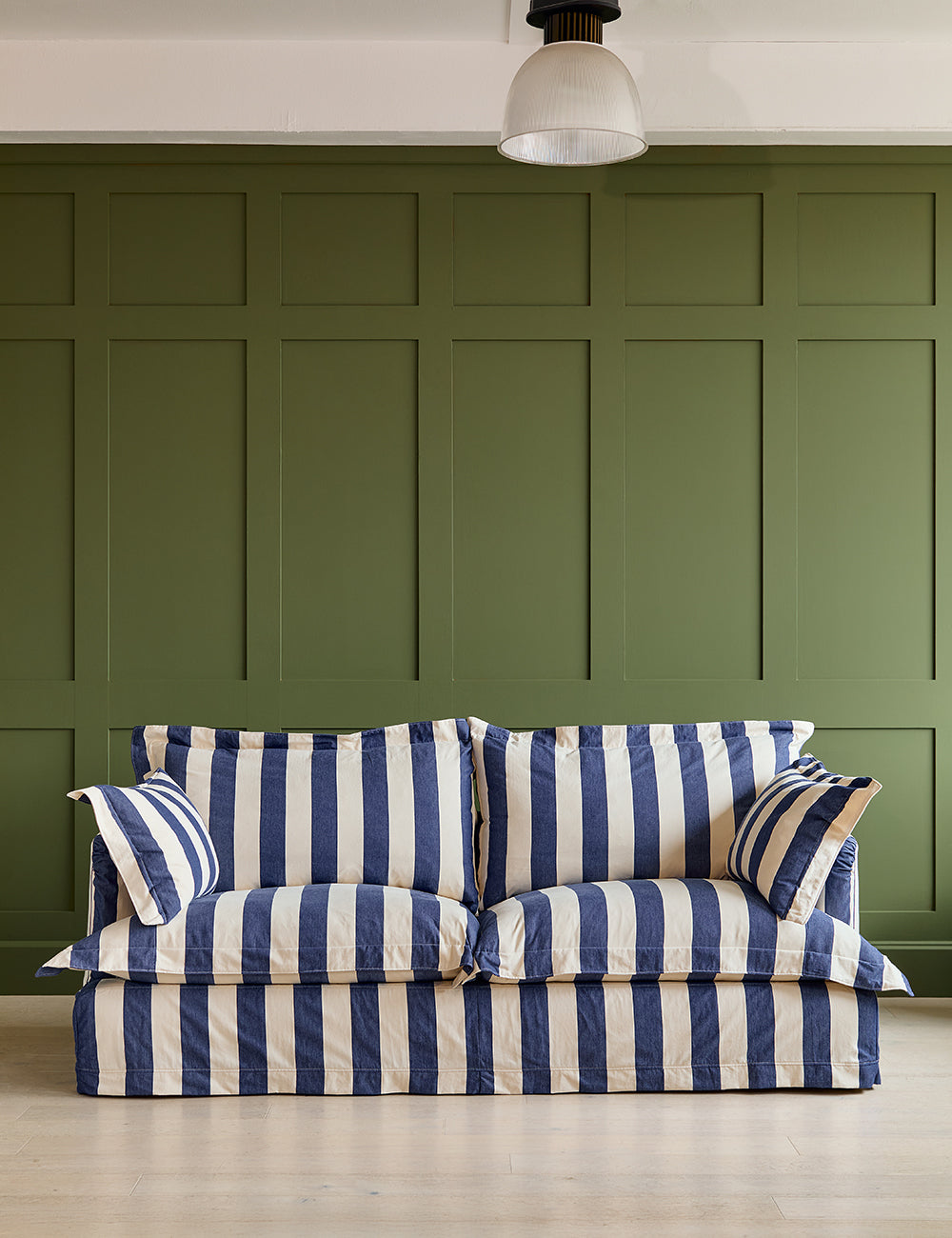 Bella 3 Seater Sofa in Stripe Indigo