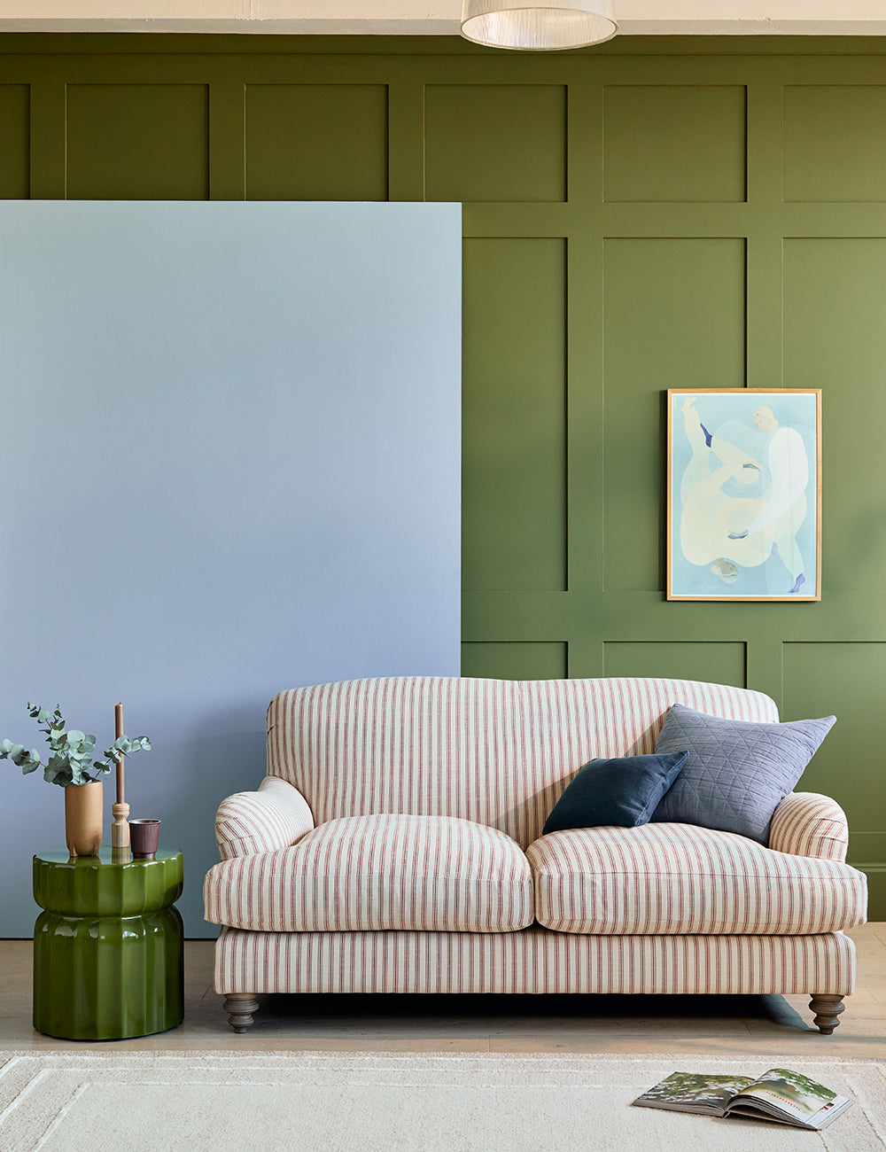 Betsy 2 Seater Sofa in Ticking Stripe Terracotta