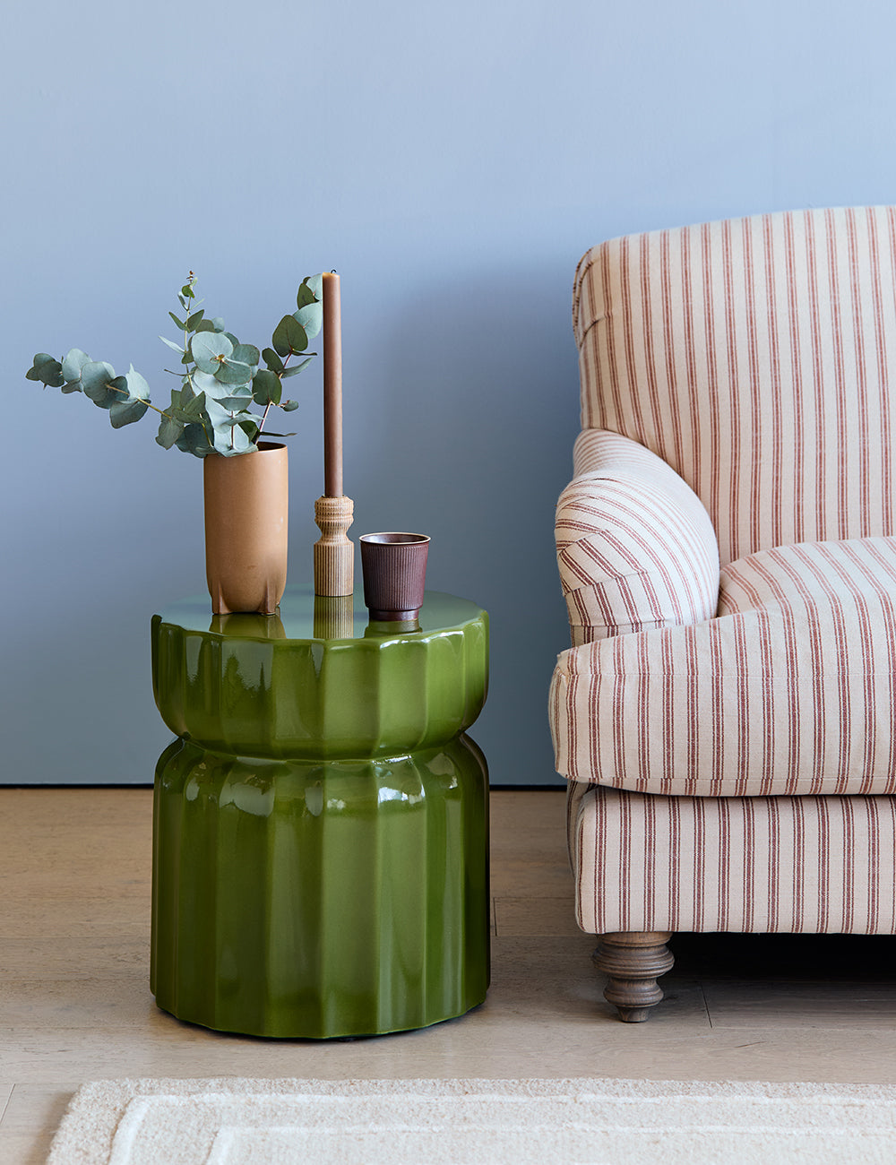 Betsy 2 Seater Sofa in Ticking Stripe Terracotta