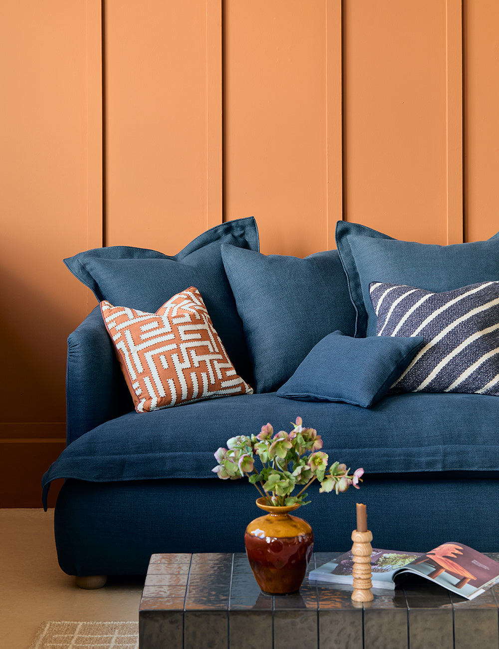 Penny 3 Seater in Washed Linen Denim