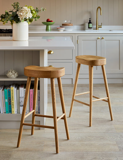 Set of Four Weathered Oak Stools