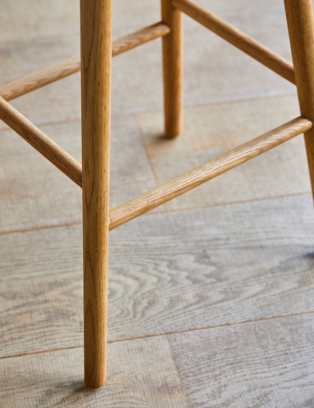 Set of Four Weathered Oak Stools
