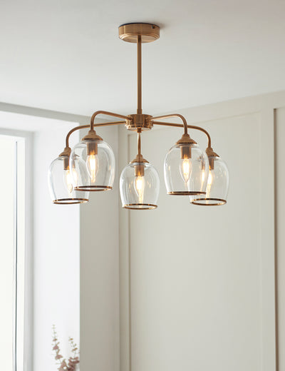 Fitzroy 5 Pendant Light Brushed Aged Brass