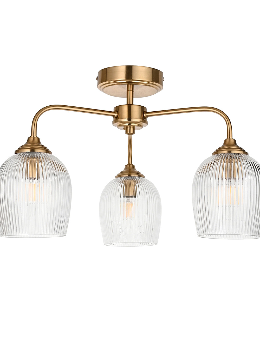 Fitzroy Ribbed 3 Ceiling Light Brushed Aged Brass