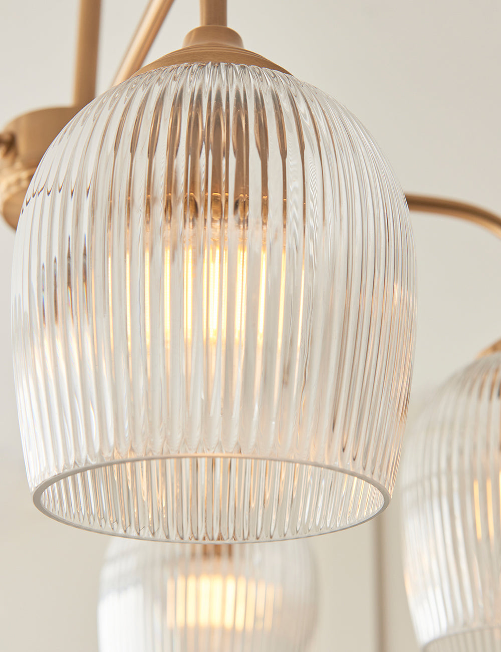 Fitzroy Ribbed 5 Pendant Light Brushed Aged Brass