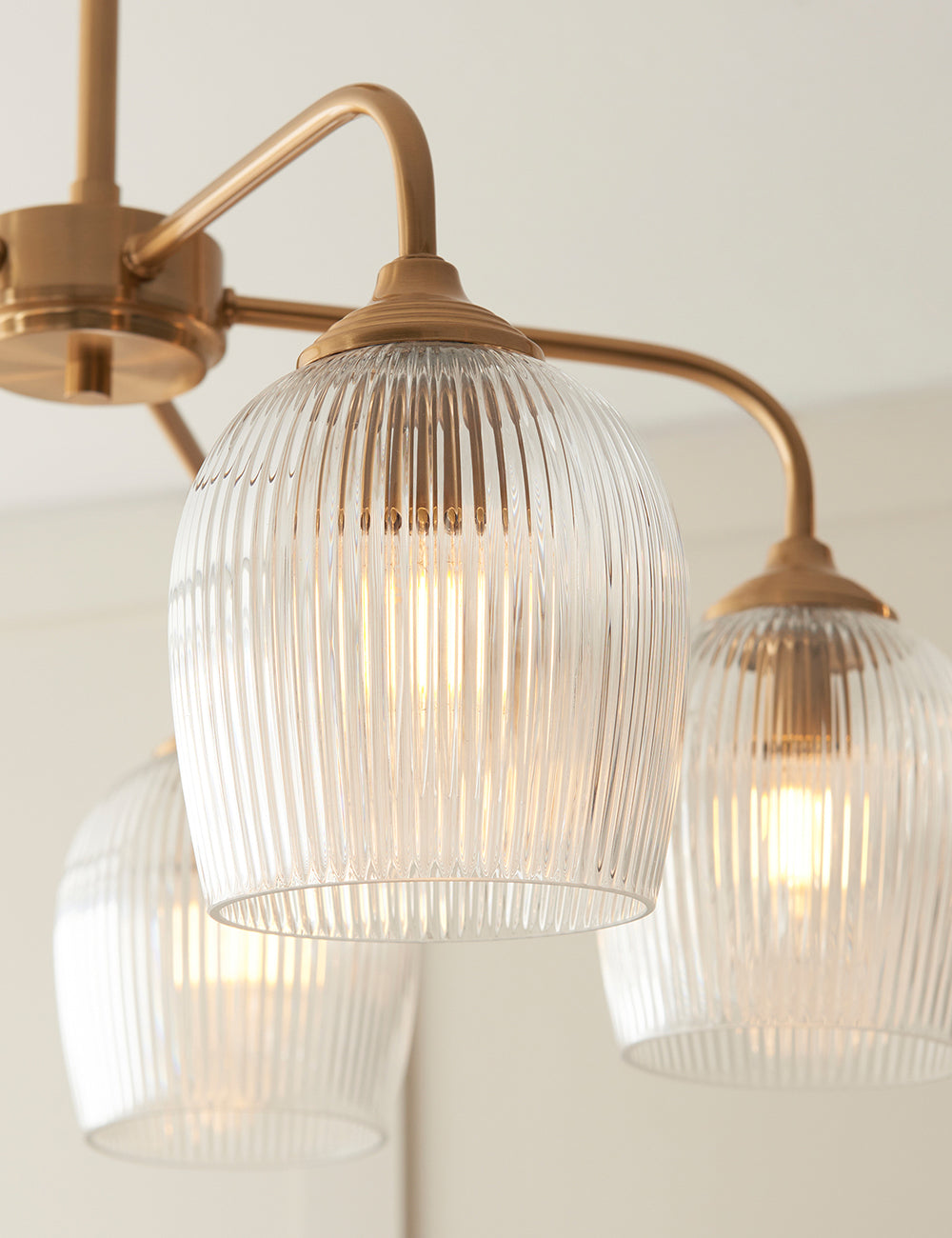 Fitzroy Ribbed 5 Pendant Light Brushed Aged Brass