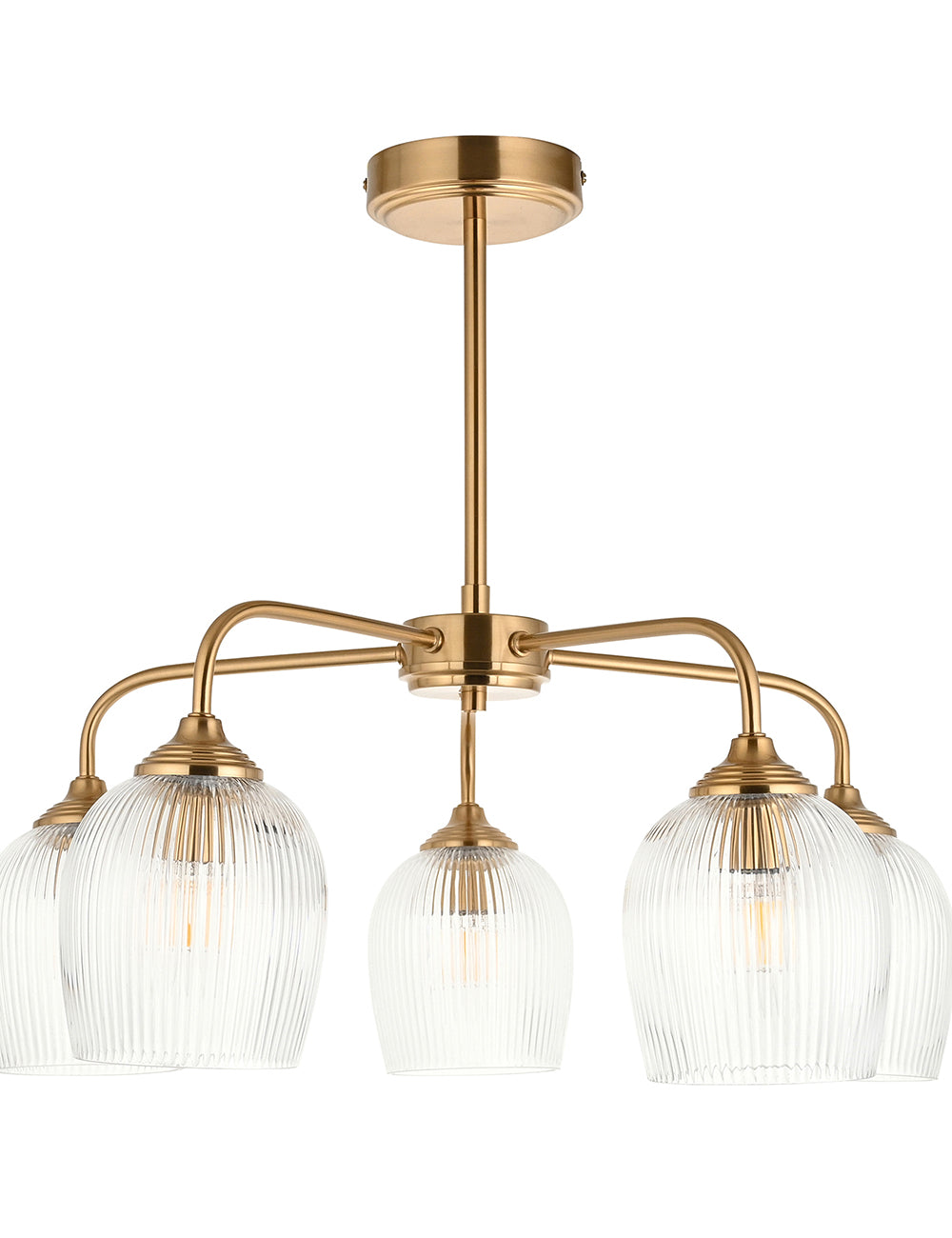 Fitzroy Ribbed 5 Pendant Light Brushed Aged Brass
