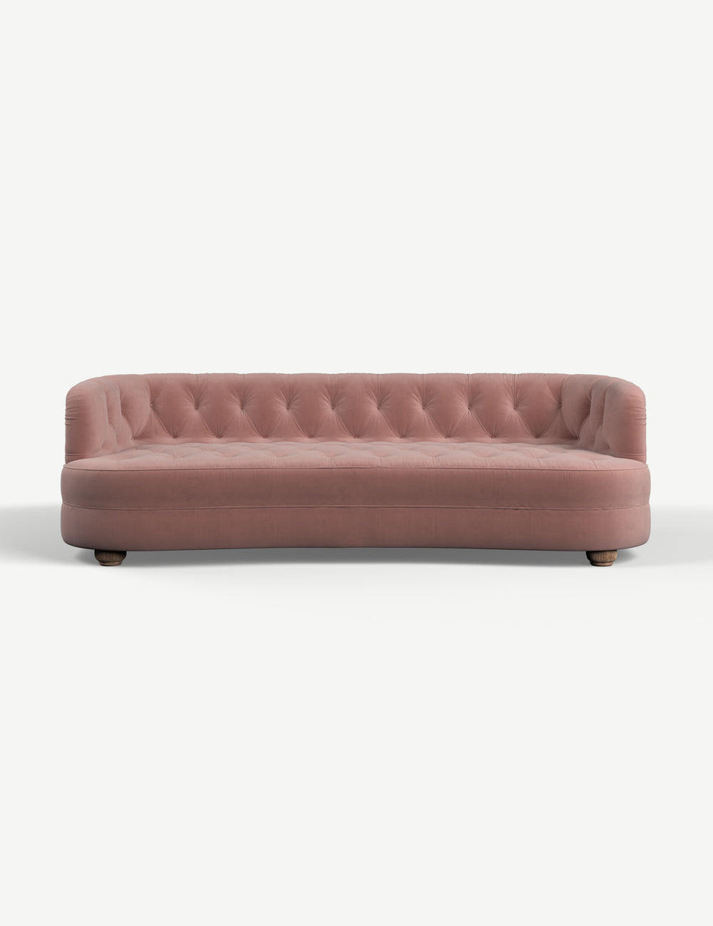 Lily Sofa 4 Seater in Velvet Dusty Pink with Driftwood Legs