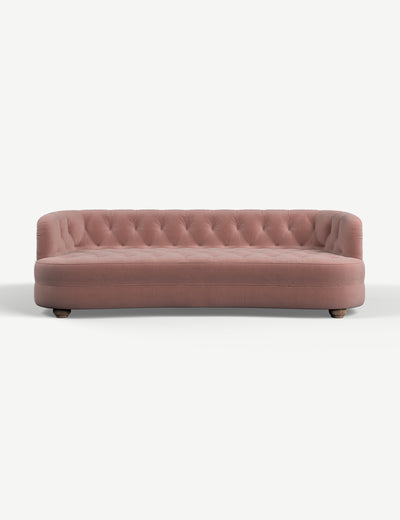 Lily Sofa 4 Seater in Velvet Dusty Pink with Driftwood Legs