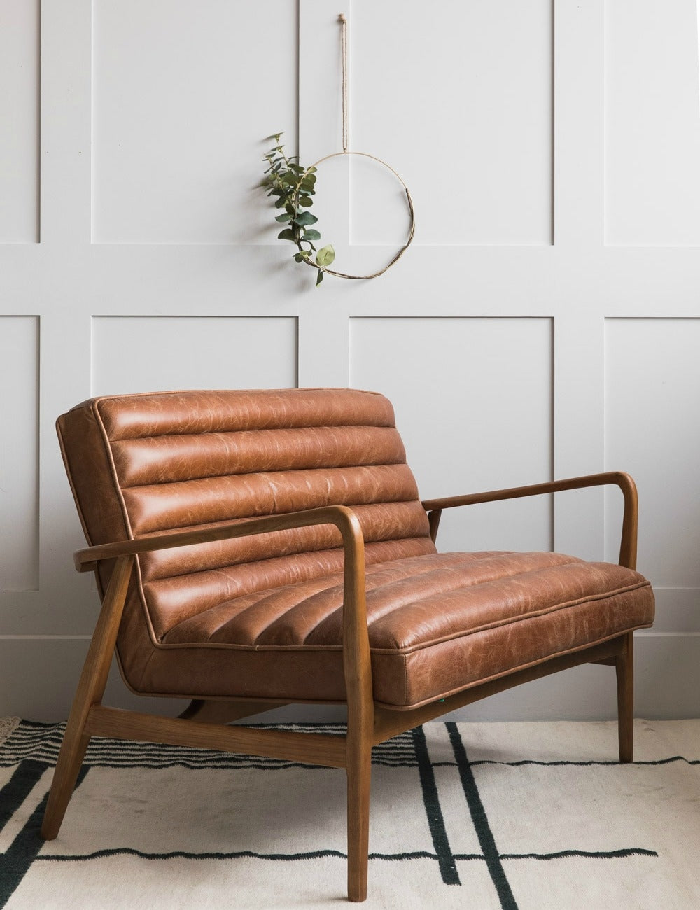 Mid-Century Leather Two Seater